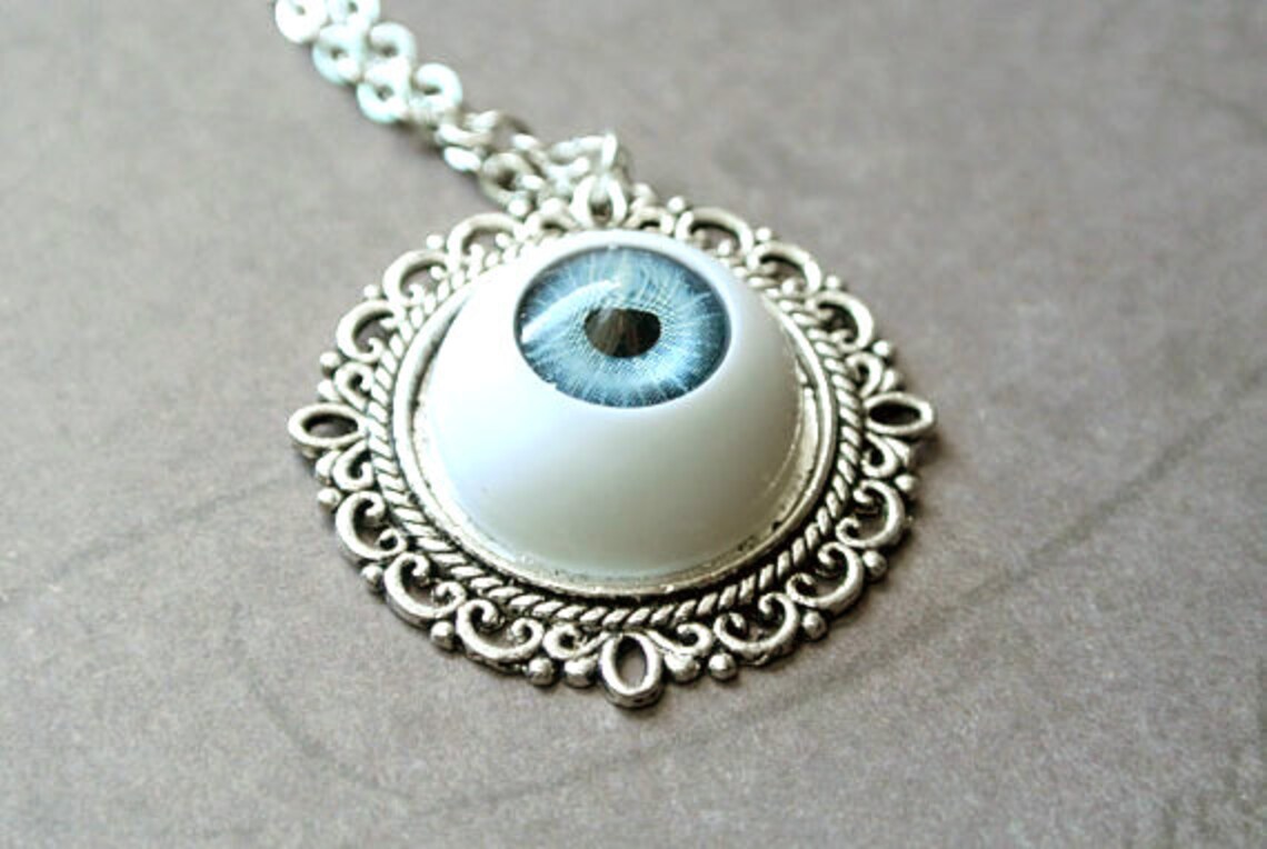 Halloween Eyeball Necklace Blue Eyeball Necklace Chunky Etsy