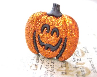 Jack-o-lantern Ring, Pumpkins Ring ,Halloween Jewelry, Fun Ring, Teen Jewelry,Fall jewelry,Chunky Jewelry,Glitter pumpkins,Halloween Spooky