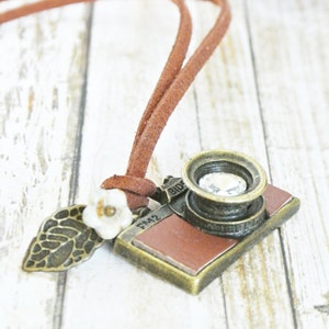 Tan Leather Camera Necklace for Photographer image 4