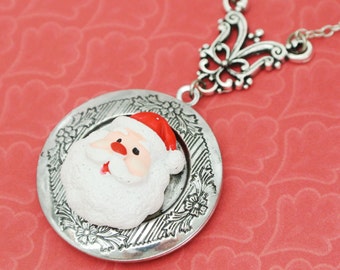 Santa Claus Locket Necklace Gift for Her