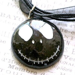 Joyas de Halloween, collar de Jack Skellington, joyas negras, collar aterrador