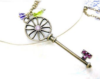 Loperketting, vintage sleutelketting, sleutelhanger sieraden, sleutel tot mijn hart, cadeau voor haar, verjaardagscadeau