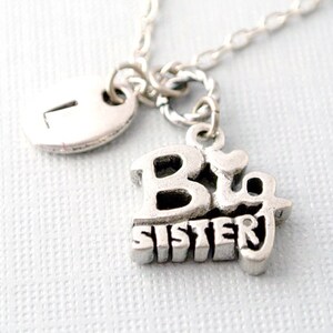 Joyas para hermana mayor, regalo personalizado, collar con inicial estampada a mano, collar con letras, regalo para hermana, collar con monograma