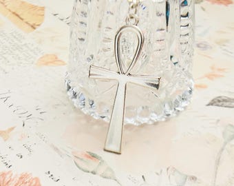 Antique Silver Ankh Necklace, Dainty Ankh Necklace, Christmas gift for Women, Bridesmaid gift, Ankh Cross Necklace, Silver Cross Egyptian