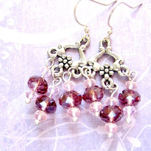 Flower earrings gift for her-Chandelier earrings-Silver dangle earrings-Floral earrings-Flower jewelry-Birthday gift-Christmas gift