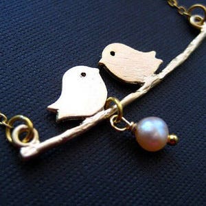 Love Birds Necklace, Gold Bird Necklace, Dove Necklace, Bird Necklaces for Women, Gift for Her, Bird Pendant, Bird Jewelry, Anniversary Gift