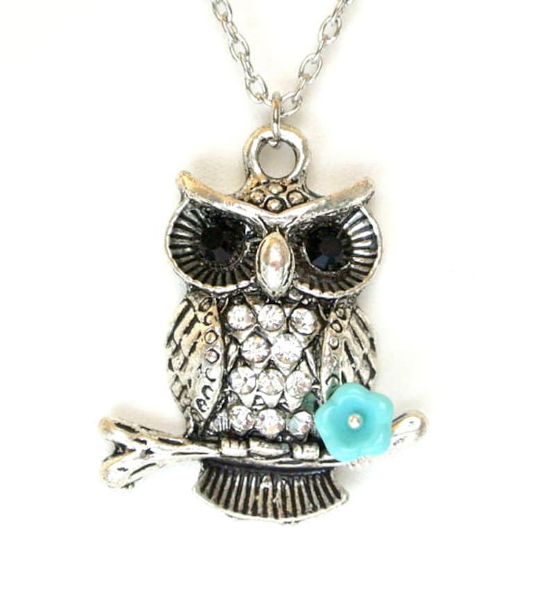 Owl Necklace Owl Jewelry Owl Pendant Silver Owl Necklace Etsy