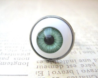 Green eyeball ring gift for her,Halloween eyeball ring,Evil eye ring,Adjustable ring,Spooky ring,Gothic Jewelry,Evil eye jewelry,Creepy ring