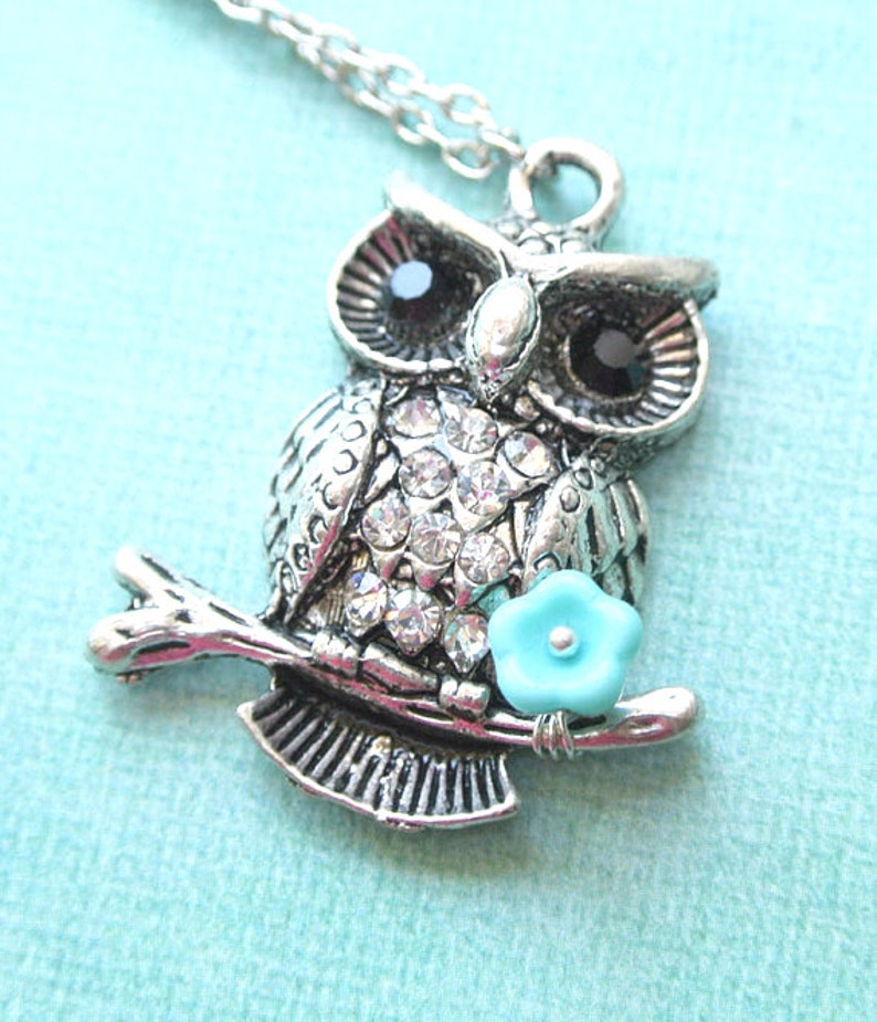 Owl Necklace Owl Jewelry Owl Pendant Silver Owl Necklace Etsy