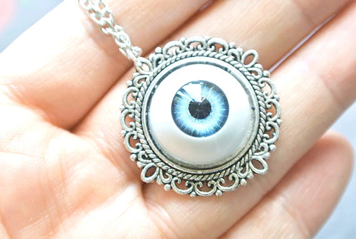 Halloween Eyeball Necklace Blue Eyeball Necklace Chunky Etsy