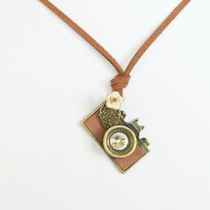 Tan Leather Camera Necklace for Photographer image 9