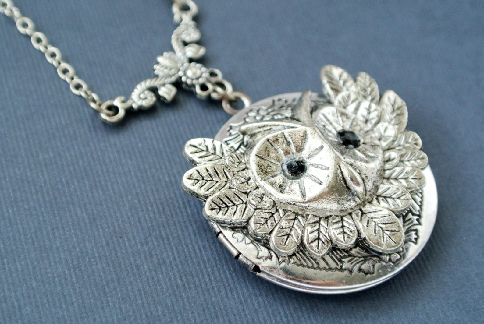 Owl Locket Owl Locket Necklace Owl Photo Locket Jewelry Owl Etsy
