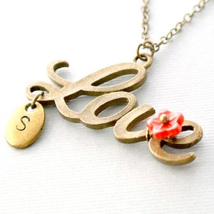 Love Necklace, Valentines Day Necklace,Valentine Jewelry,Personalized Initial Love Necklace, Initial Necklace image 2