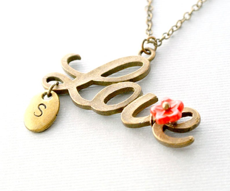 Love Necklace, Valentines Day Necklace,Valentine Jewelry,Personalized Initial Love Necklace, Initial Necklace image 2