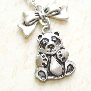 Panda necklace gift for girls-Silver panda jewelry gift for her-Animal jewelry-Christmas gift-Birthday Gift-Kawaii jewelry-Bear Necklace