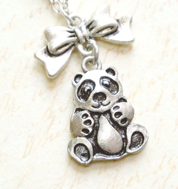 Panda necklace gift for girls-Silver panda jewelry gift for her-Animal jewelry-Christmas gift-Birthday Gift-Kawaii jewelry-Bear Necklace