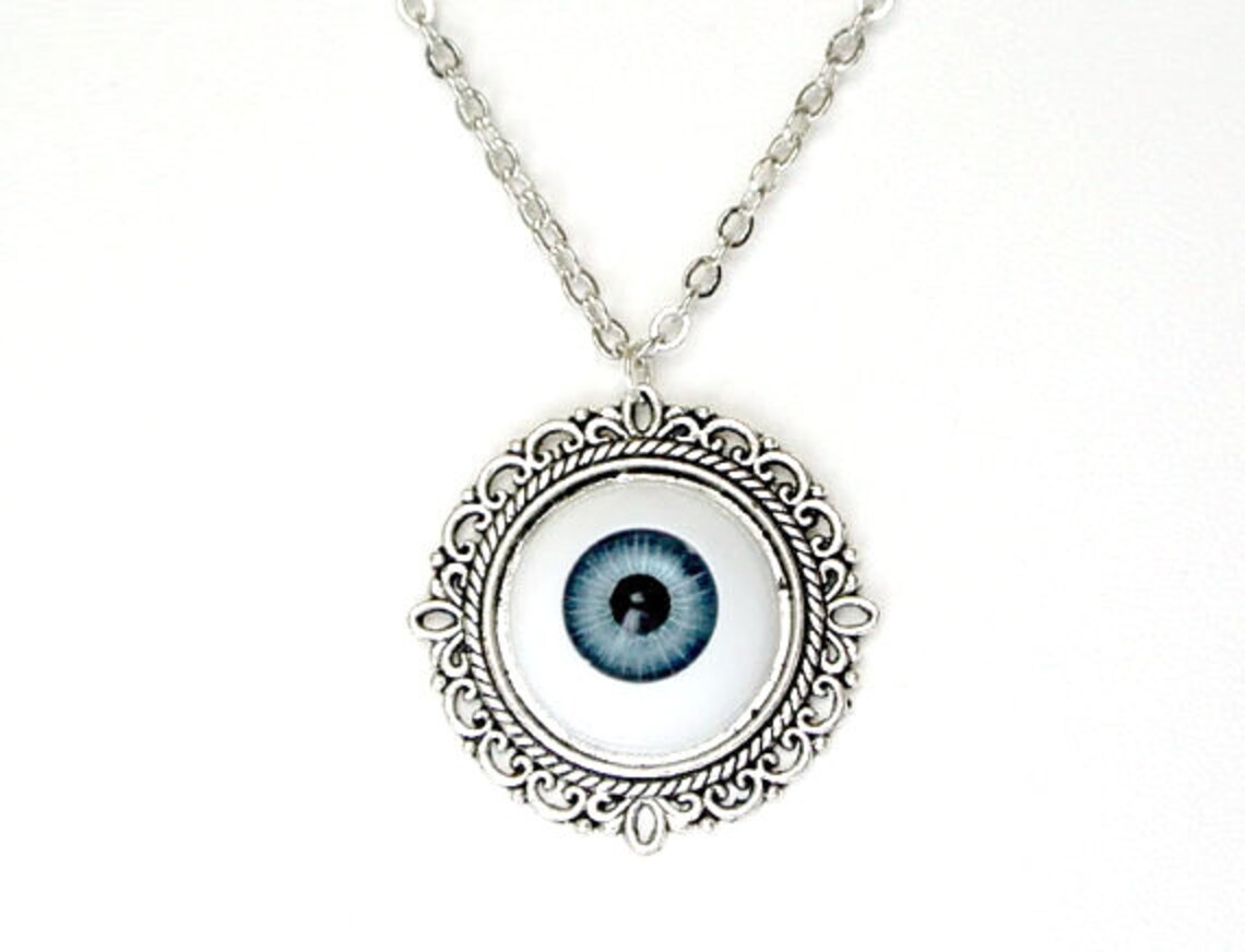 Halloween Eyeball Necklace Blue Eyeball Necklace Chunky Etsy