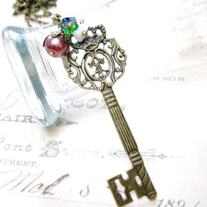 Key Necklace, Skeleton Key Necklace, Key Jewelry, Vintage Key Necklace, Key Pendant,Key Charm, Key to my heart, Gift to her