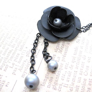 Black Rose Necklace,Rose Jewelry
