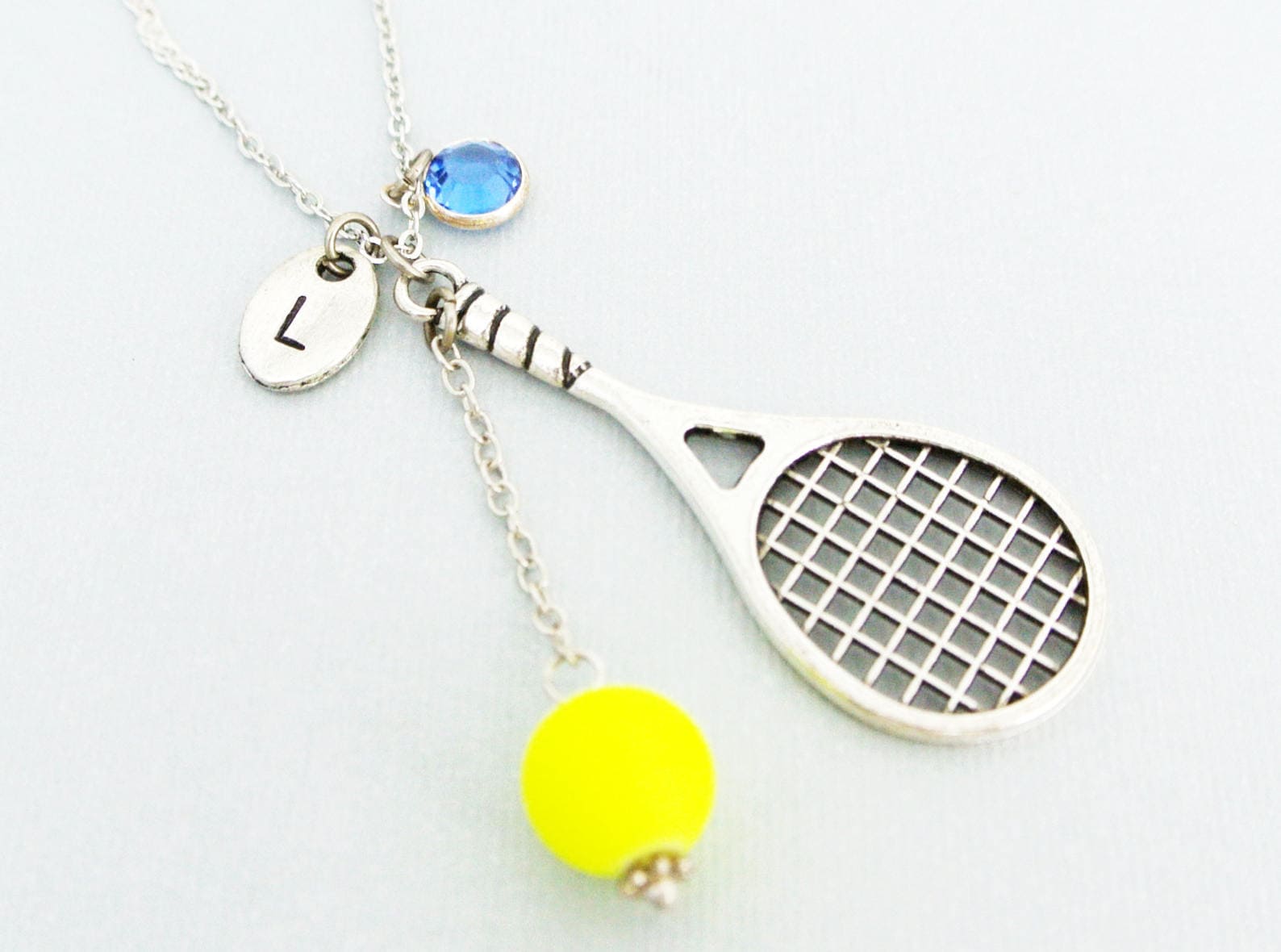 Tennis Racket and Tennis Ball Necklace With Initial and Etsy