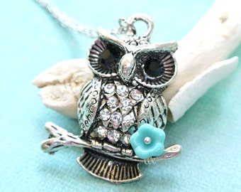 Owl Necklace, Owl Jewelry, Owl Pendant, Silver Owl Necklace, Owl Charm Necklace,Bird Necklace,Animal Necklace,Owl Pendant Necklace