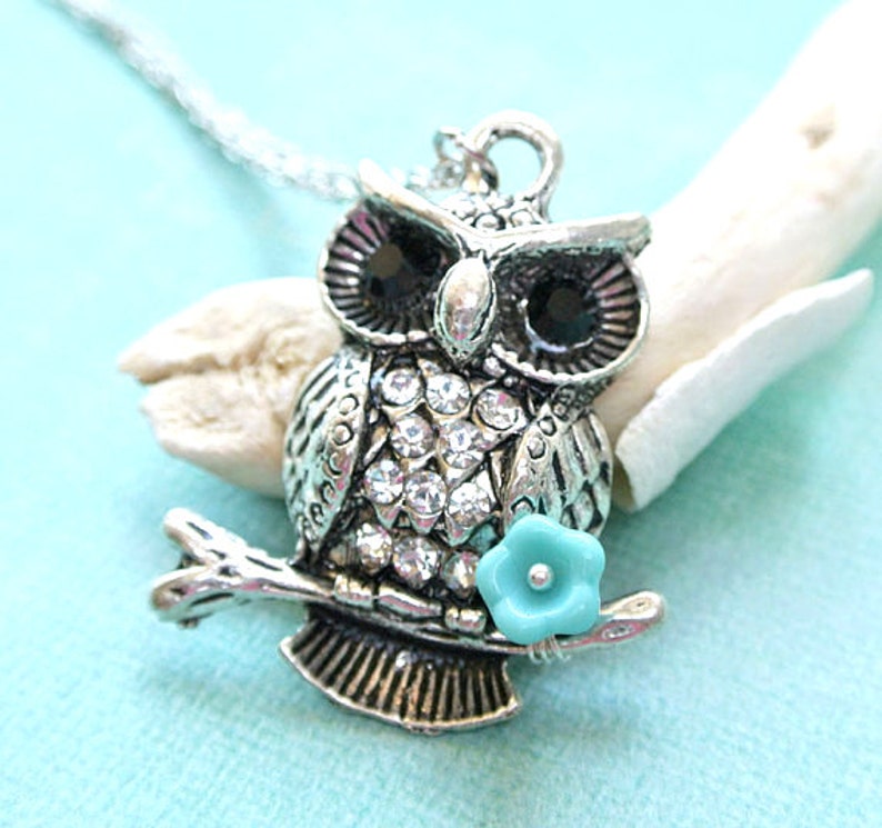 Owl Necklace Owl Jewelry Owl Pendant Silver Owl Necklace Etsy