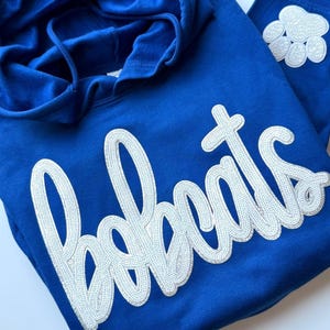 Bobcats Sequin  Sweatshirt Team Spirit Big Blue, Bobcats Football Baseball Soccer Softball