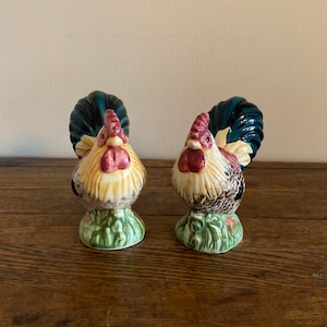 Vintage Rooster Salt & Pepper Shakers Ceramic Chicken Salt Shakers Set