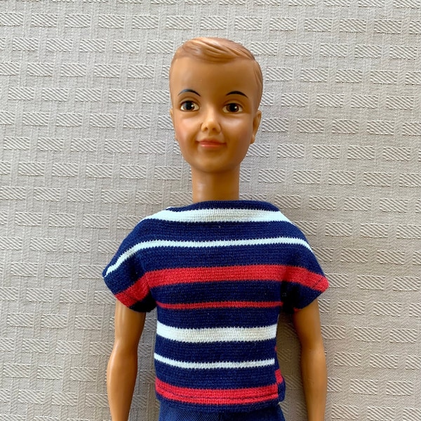 1960s Tammy's Brother TED Doll . Vintage 1963 Tammy's Family Ted Brother Doll Ideal Toy . Original Outfit From 1963 Shorts and Stripe Shirt