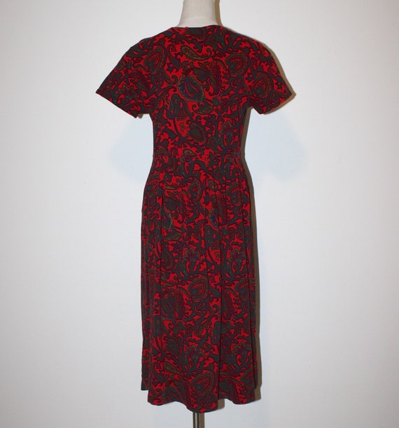 Vintage boho Hippie Red Cotton Paisley Casual Mid… - image 7