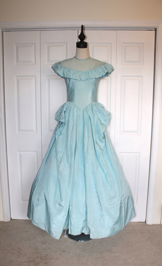 1940s Satin Formal Gown . Vintage 30s 40s Robin Eg