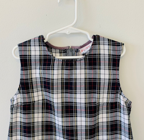 1990s Young Girls Plaid School Uniform Dress . Vi… - image 3