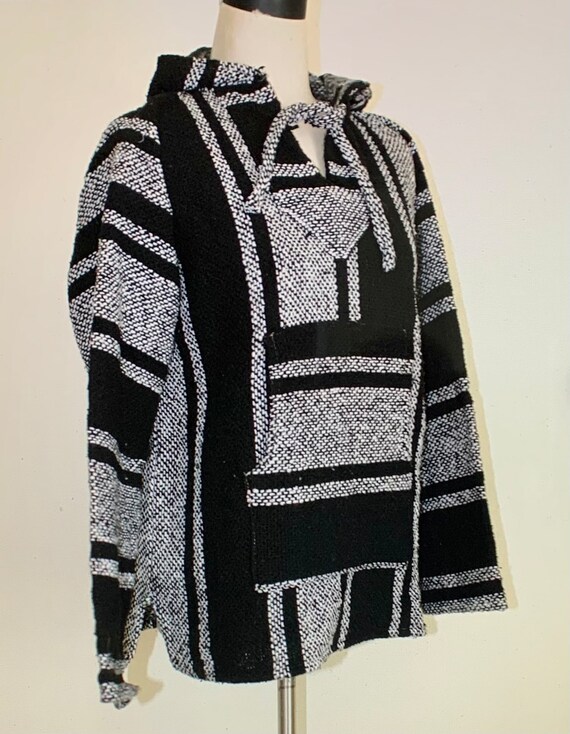Vintage Woven BAJA HOODIE Native Ethnic Mexican H… - image 3