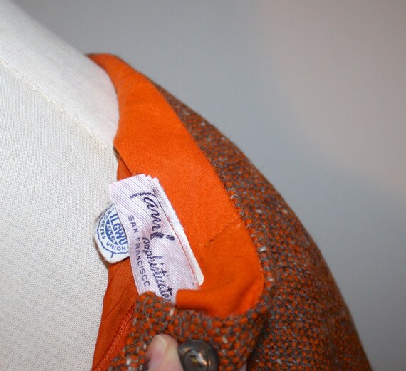 1960s MOD Orange Tweed Skirt . Vintage 60s Tami Sophi - Gem