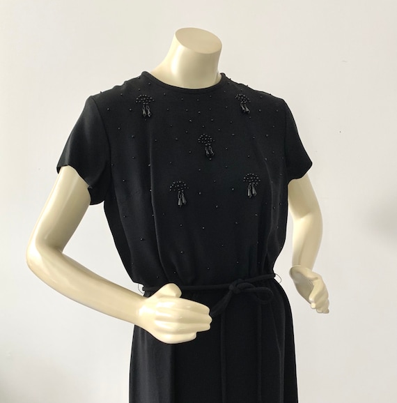 1950s Black Formal Beaded Dress . Vintage 50s R &… - image 1