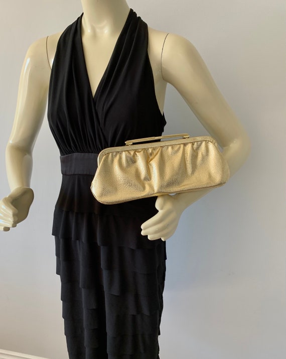 1960s Metallic Gold Party Purse . Vintage Retro 6… - image 1