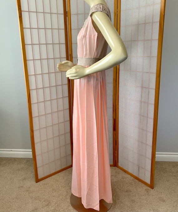 1940s Peach Pink Liquid Satin Rayon Lingerie Nigh… - image 9