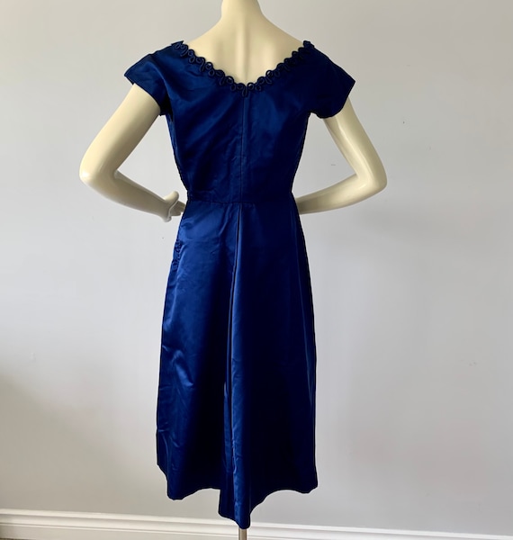 1940s Blue Satin Formal Evening Dress . Vintage 4… - image 7