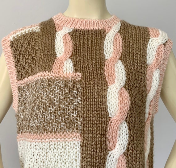 1980s Hand Knit Sweater Vest . Vintage 80s Acryli… - image 3