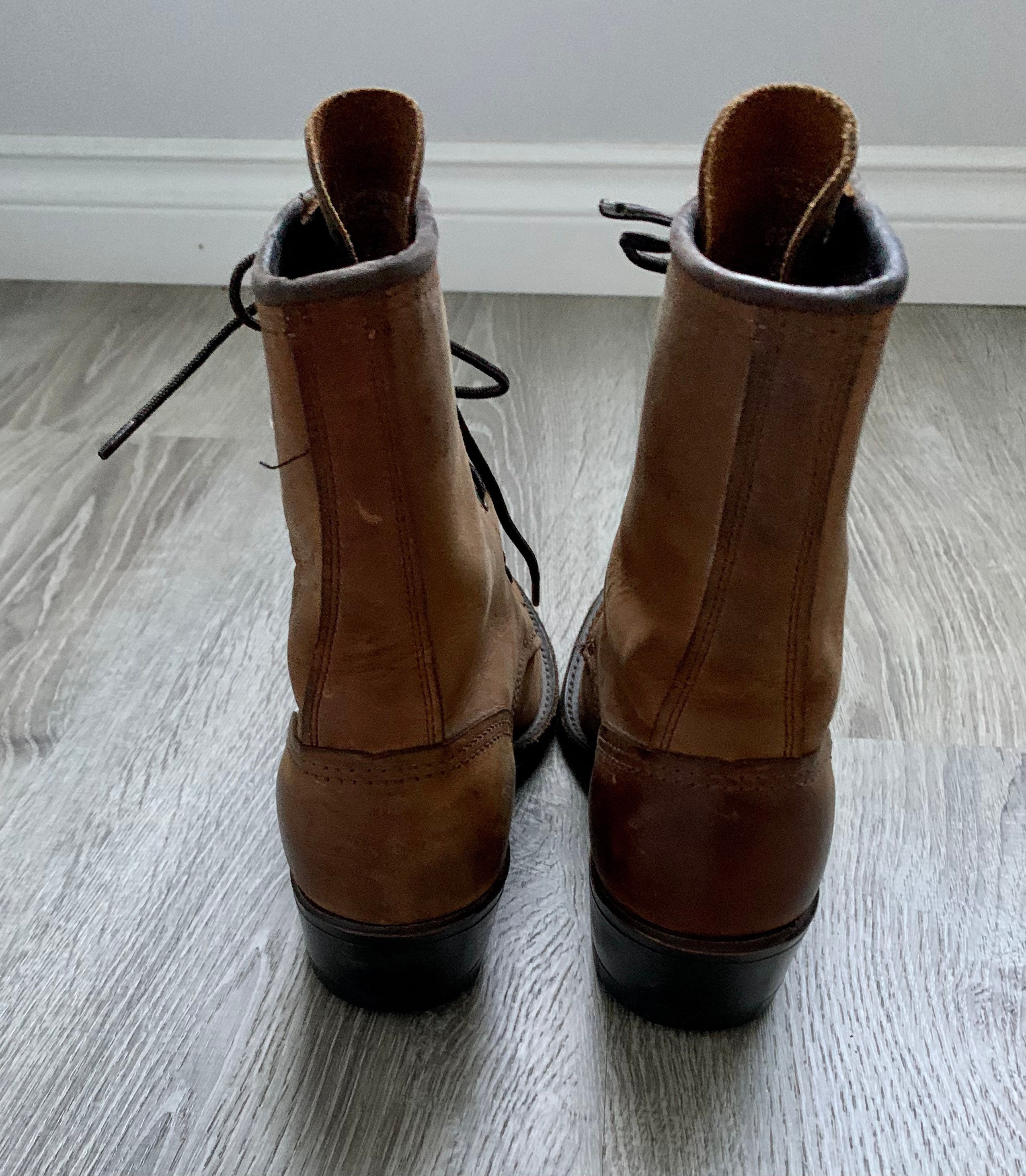 Vintage Abilene Western Packer Kiltie Tooer Two Tone Leather Boots Size 8D ABILENE Brown Leather PACKER Boots . Vintage Cowgirl Country  main image 4