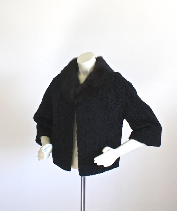 1950s Faux Black Persian Lamb Dress Jacket . Vint… - image 10