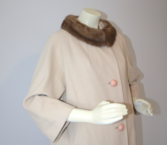 Size ML 1950s Cream Wool Swing Coat