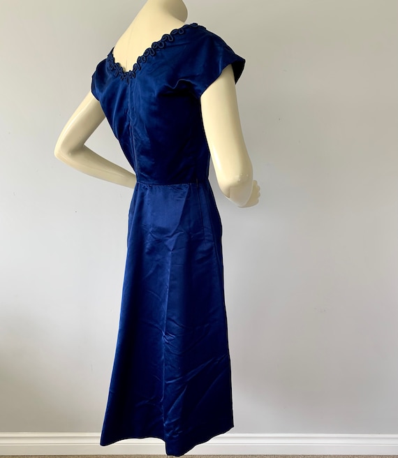 1940s Blue Satin Formal Evening Dress . Vintage 4… - image 6