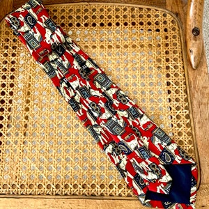 RENE CHAGAL Hand Made SILK Men's Neck Tie . Dressed Elephants Design . Vintage Y2K Formal Dress Tie image 8