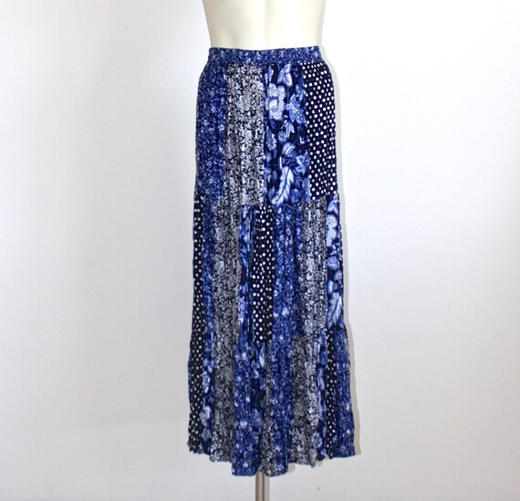 1990s Broomstick Maxi floral Skirt . Vintage Rayon Bl… Gem