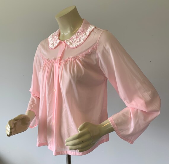 1960s Pink Bed Jacket.  Vintage Retro 60s Lingeri… - image 8