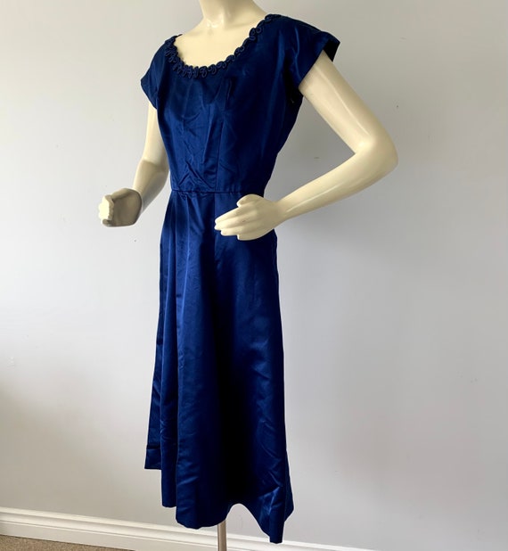 1940s Blue Satin Formal Evening Dress . Vintage 4… - image 10