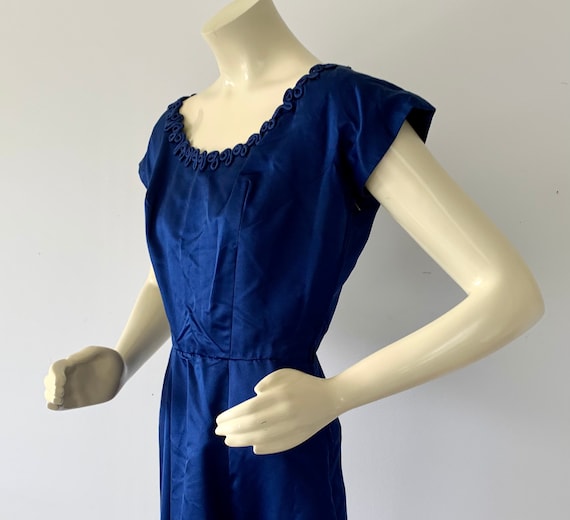1940s Blue Satin Formal Evening Dress . Vintage 4… - image 8