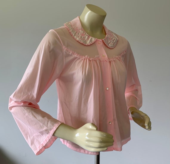 1960s Pink Bed Jacket.  Vintage Retro 60s Lingeri… - image 6