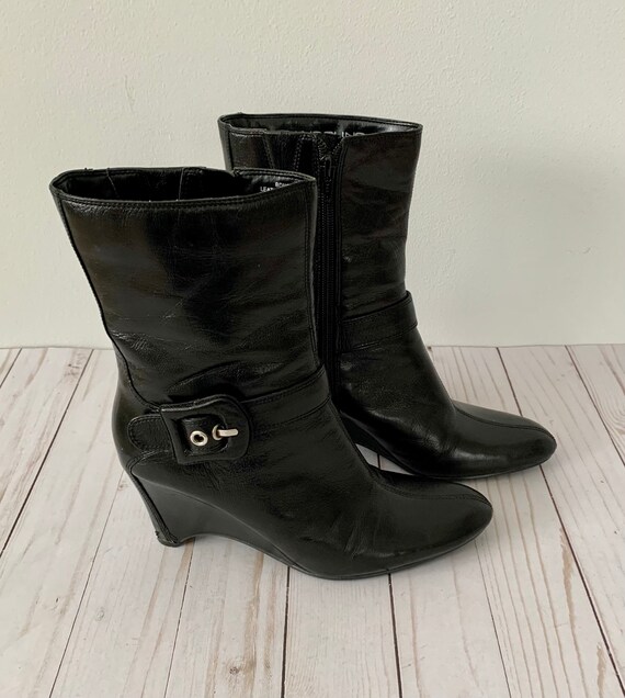 Black wedge boots size 6 best sale